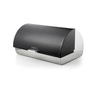 Swan Elegance Bread Bin with Textured Gloss Finish, Roll Top Design and Ventilation for Longer Freshness, 14L, Black