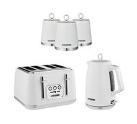 Swan Elegance Kettle, 4 Slice Toaster & Canisters Kitchen Set (White)