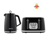 Swan Elegance Kitchen Set, 1.7L Kettle & 4 Slice Toaster, Black, SK14016BLK EACH