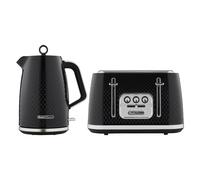 Swan Elegance Kitchen Set, 1.7L Kettle & 4 Slice Toaster, Black, SK14016BLK & ST19025BLK