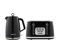 Swan Elegance Kitchen Set, 1.7L Kettle & 4 Slice Toaster in Black