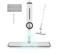 Swan Elevate 2-in-1 Flat Spray Mop with Refillable Anti-Leak Bottle, 180° Pivot Neck, Easy Squeeze Trigger, 2x Premium Microfibre Pads, Cleaning Tool Attachment, White