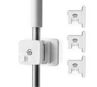 Swan Elevate 3-Piece Broom & Mop Holder, Self-Adhesive Clips, Wall-Mounted Organiser for Brushes, Umbrellas & Dusters, White