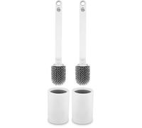 Swan Elevate Flexible Silicone Toilet Brush, Anti-Drip/Anti-Clog Design, Quick Drying Bathroom Brush with Hygienic Holder, Non-Slip Handle, White, SWFC2003WHTN (Pack of 2)
