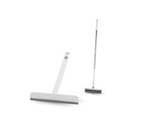 Swan Elevate Seamless Squeegee & Angled Scrubbing Brush with Built-in Squeegee Set, 5 Layer Bristles, Perfect for Wet Rooms, Showers, Windows, Rust-Resistant and Hanging Storage, White