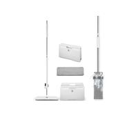 Swan Elevate Self-Wringing Flat Mop and Space Saving Folding Bucket Set, Built-In Wringing System, Ridged Microfibre Pad, White SWFC2012WHTN