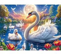 Swan Family 300-piece Jigsaw Puzzle Bundle Magical Cosmic Creatures Family Puzzle Lovers Brain Training Mindful Activity Spring Rigid Cardboard 300 PCS/40x28cm