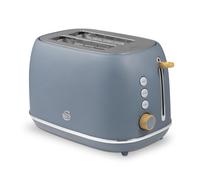 Swan Toaster Fjord 800W 2-Slice – 7 Browning Levels, Defrost/Reheat, Grey with Wooden Accents