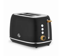 Swan Toaster Fjord 800W 2-Slice – 7 Browning Levels, Defrost/Reheat, Grey with Wooden Accents