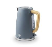 Swan SK19024 Fjord Jug Kettle with Rapid Boil, 360 Degree Swivel Base, Wood Effect Handle, 1.7L, 3000W, Grey