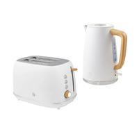 Swan Fjord Kettle & Toaster Set White Matt Wood Effect 1.7L 7 Browning Levels