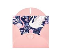 Swan Flamingo Floral Print Shimmer Blank Greeting Cards with Envelopes, Elegant DIY Invitations,Thank You Notes