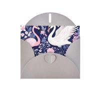 Swan Flamingo Floral Print Shimmer Blank Greeting Cards with Envelopes, Elegant DIY Invitations,Thank You Notes