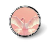 Swan Flapping Its Wings Round Lapel Pin Button Brooch Tie Badge Elegant Hat Clothing Jewelry Accessories