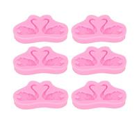 Swan Fondant Mold Stick Proof Easy Release Silicone Baking Mold Cake Decoration Chocolate Candles 6pcs Pink