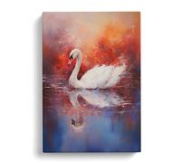 Swan Gestural Art Canvas Print | Gallery Wrapped 30mm Frame Wall Art | 30x20 inches | Ready to Hang | Contemporary Bird Picture | Living Room Bedroom Lounge Office