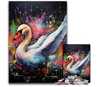 Swan Graffiti Painting 1000 Piece Jigsaw Puzzle cardboard Jigsaw DIY Decoration, Brain Challenge, for Adult, Family, 26X38CM/10.23x14.96inch