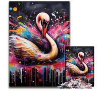 Swan Graffiti Painting 1000-Piece Jigsaw Puzzle Wooden Jigsaw Puzzles for Adults Challenging Brain Teaser - Relaxing Toy for Teenagers 50x75CM/19.68x29.52inch