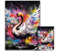 Swan Graffiti Painting 1000Pc Adults Jigsaw Puzzle cardboard Jigsaw Brain-Challenging DIY Decorative Game, Family Interactive Toy 26X38CM/10.23x14.96inch