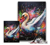 Swan Graffiti Painting Jigsaw Puzzle 1000 Pieces Jigsaw Puzzles for Adults Brain Teaser & Home Decor, Perfect Size 26x38cm