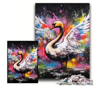 Swan Graffiti Painting Jigsaw Puzzles for Adults, 1000 Piece Impossible Jigsaw Puzzles for Adults Perfect, DIY Artwork Size 50x75cm