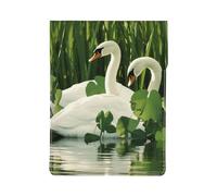 swan green leaves Print 13-inch Laptop Sleeve, Slim Shockproof Insertion Design Leather Laptop Case for Office, School, Travel