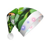 Swan Green Leaves Print Led Light-Up Christmas Hat,Santa Hat Plush Light Up Funny Christmas Ha,Christmas Decorations.
