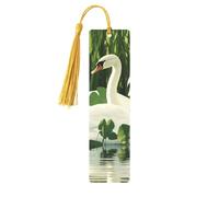 swan Green Leaves Printed Metal Bookmarks M - Gold Lightweight Aluminium Book Marker for Books, Journals & Gifts, Ideal Book Lovers, Holiday Decor & Crafts