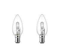 Swan Halogen Candle Bulb, 42W, B15D Small Bayonet Cap, Clear, 2-Pack
