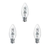 Swan Halogen Candle Bulbs, 42W, B22D Bayonet Cap, Clear, Pack of 3