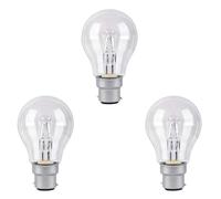 Swan Halogen Light Bulbs, GLS, 28W, B22d Bayonet Cap, Clear, Pack of 3