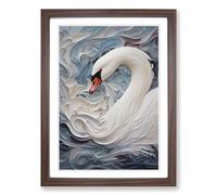 Swan Hard Edge Painting No.2 Framed Print | A2 Walnut Framed Wall Art | Ready to Hang | Modern Animal Picture | Living Room Bedroom Lounge Office
