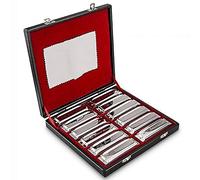 Swan Harmonica 10 Hole Blues Harmonica Set 7/12 Tone Set Suit Gift Box Mouth Organ Harmonica for Beginners Adluts (12 tone set)