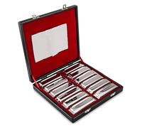 SWAN Harmonica Set 12 Keys 10 Hole 20 Tones Harmonica Blues Mini Harmonica for Adult, Professional Player,Beginner,Students with Case Bag (Silver 12 key (A B C D E F G Ab Bb Db Eb Gb))