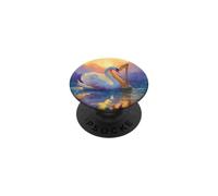 Swan Harp Music Art Fantasy Sunset PopSockets Adhesive PopGrip