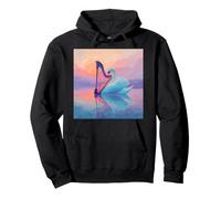 Swan Harp Music Sunset Lake Classical Symphony Pullover Hoodie