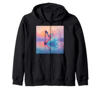 Swan Harp Music Sunset Lake Classical Symphony Zip Hoodie
