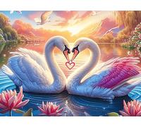 Swan Heart 1000 Piece Count Premium Jigsaw Puzzle Wildlife For Adults Teens 14+ Concentration Training Indoor Game Family Game Night Creativity Gift Giving 1000 PCS/75x50cm