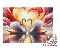 Swan Heart 1000 Piece Jigsaw Puzzle Jigsaw Puzzle for Adults Artistic Pattern Relaxation Focus Home Decor Gift 70x50cm/1000pcs