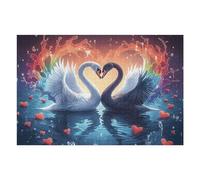 Swan Heart 1000 Piece Pack Classic Jigsaw Puzzle Fantastic Beasts Couple Puzzle Partners Ultra Difficult Wall Decor Easter New Year Gift Thick Paperboard 1000 PCS