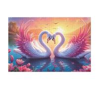 Swan Heart 1000 Pieces Set Classic Jigsaw Puzzle Fantastic Beasts Couple Puzzle Partners Mind Relaxation Wall Decor Easter New Year Premium Cardboard 1000 PCS