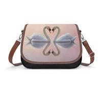 Swan Heart Crossbody Bags for Women Leather Tote Bag Travel Purse Shoulder Bag for Work Shopping