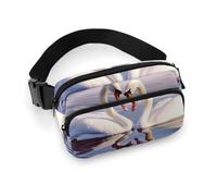 Swan Heart Fanny Pack for Women Men Adjustable Waist Bag Belt Bag for Travel Sports Hiking, style, 20x13cm