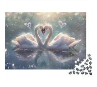 Swan Heart Shape 1000 Piece Jigsaw Puzzle Jigsaw Puzzle for Adults Love Scene Relaxation Home Decor 70x50cm/1000pcs