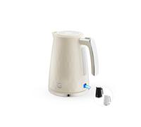 Swan Hexton 1.7L Electric Kettle, 3KW Rapid Boil, Flip Top Lid, Removable Limescale Filter, 360-Degree Base, Cord Storage, Cream with Chrome Accents, SK19038CRM