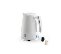 Swan Hexton 1.7L Electric Kettle, 3KW Rapid Boil, Flip Top Lid, Removable Limescale Filter, 360-Degree Base, Cord Storage, White with Chrome Accents, SK19038WHT