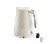 Swan Hexton 1.7L Electric Kettle, 3KW Rapid Boil, Flip Top Lid, Removable Limescale Filter, 360-Degree Base, Cord Storage, Cream with Chrome Accents, SK19038CRM