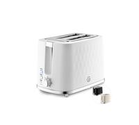 Swan Hexton 2 Slice Toaster, Variable Width Slots, 7 Browning Levels, Cancel/Reheat/Defrost, Removable Crumb Tray, Cord Storage, 900W, White with Chrome Accents, ST19037WHT