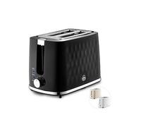 Swan Hexton 2 Slice Toaster, Removable Crumb Tray, Black One Colour