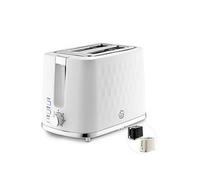 Swan Hexton Variable Width 2 Slice Toaster, 7 Browning Levels, Cancel/Reheat/Defrost, Removable Crumb Tray, Cord Storage, 900W, White with Chrome Accents, ST19037WHT